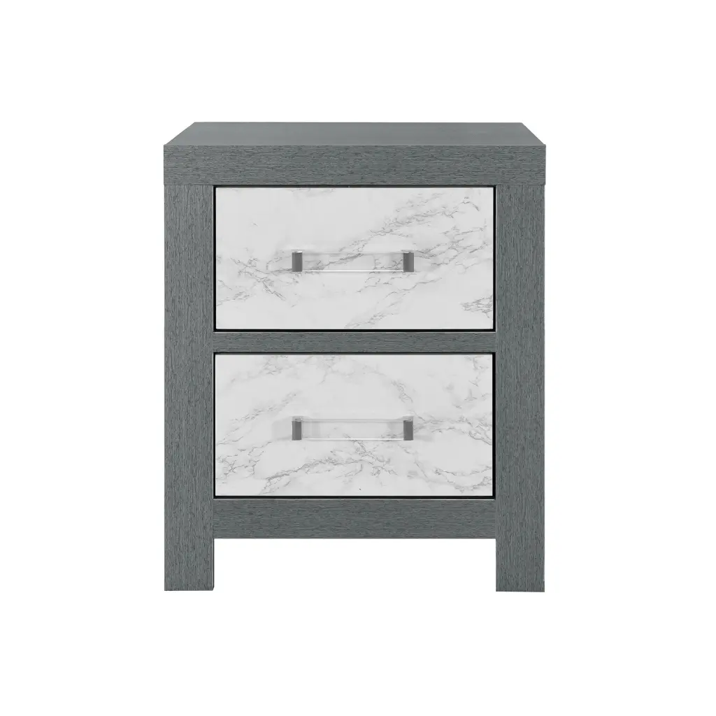 Rush Grey Nightstand Grey Solid Wood MDF Bedside Table luxe modern furniture