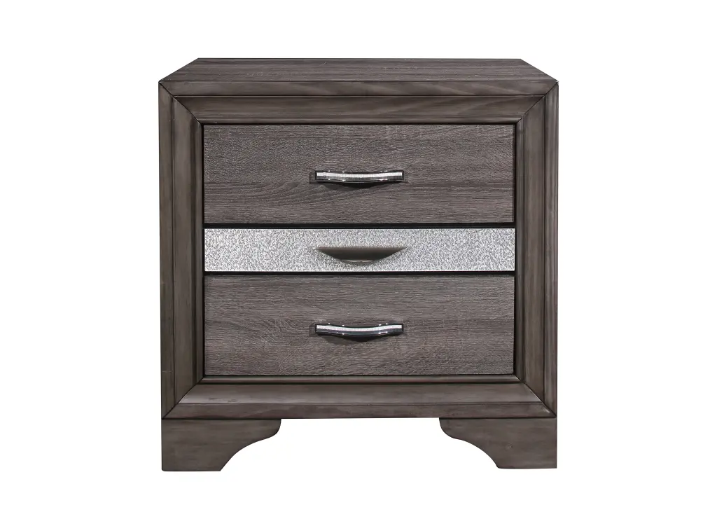 Ryder Sparkle Grey Nightstand Gray Solid Wood Mdf Bedside Table luxe modern furniture