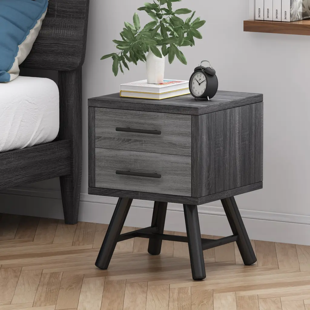 Side Table Oak Particle Board Modern Nightstand nh-sunfay
