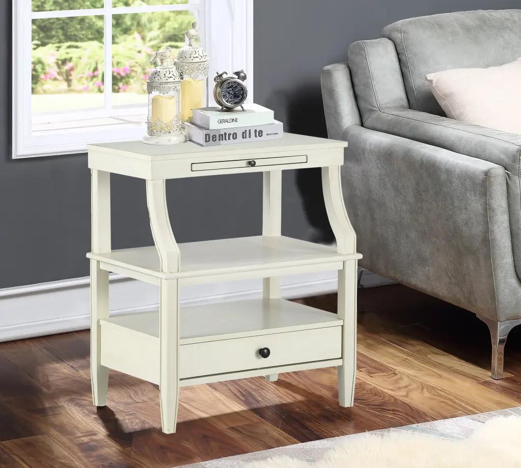 Newland Antique White Storage Nightstand Wood Plywood Bedside Table ridgecrest home
