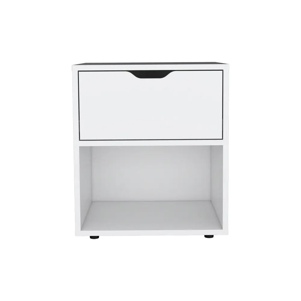 Altheimer White Nightstand Particle Board Engineered Wood treevol furniture