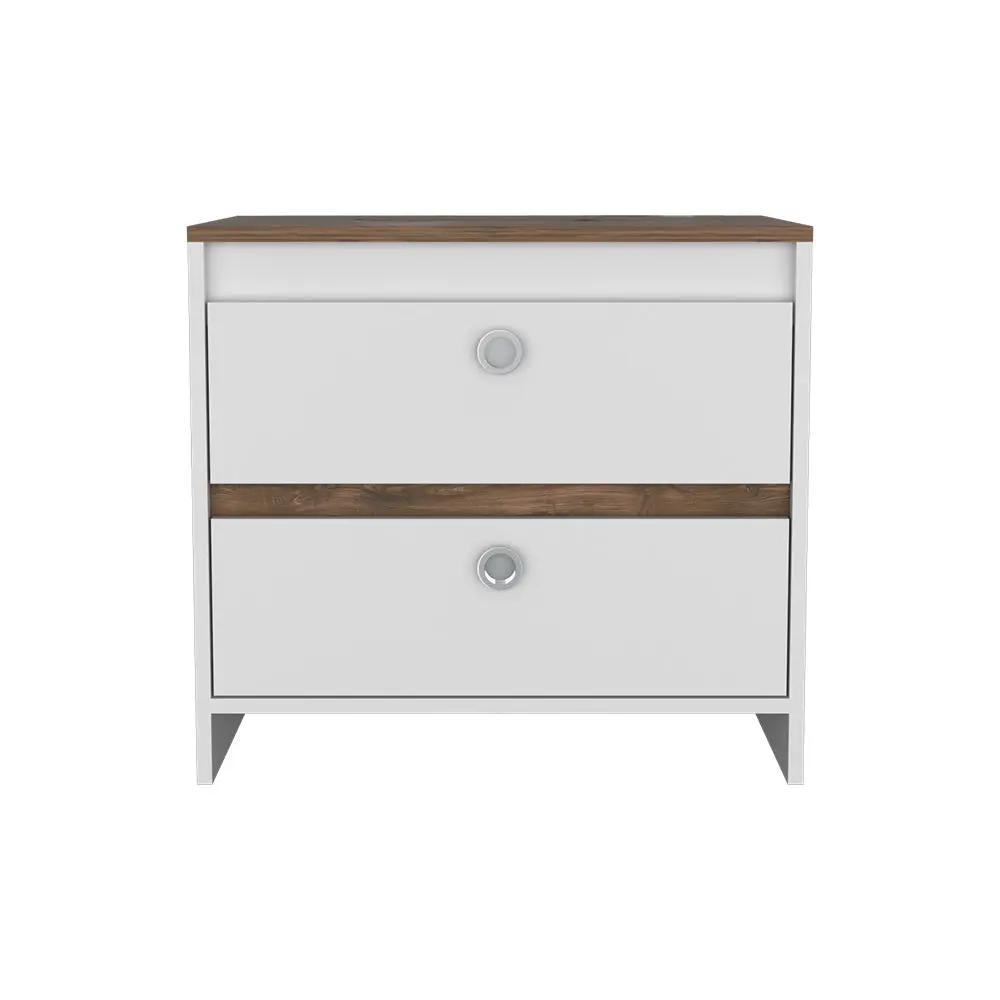 Nightstand Dreams Two Drawers White Dark Brown Finish Bedside Table Modern Bedroom Furniture treevol furniture