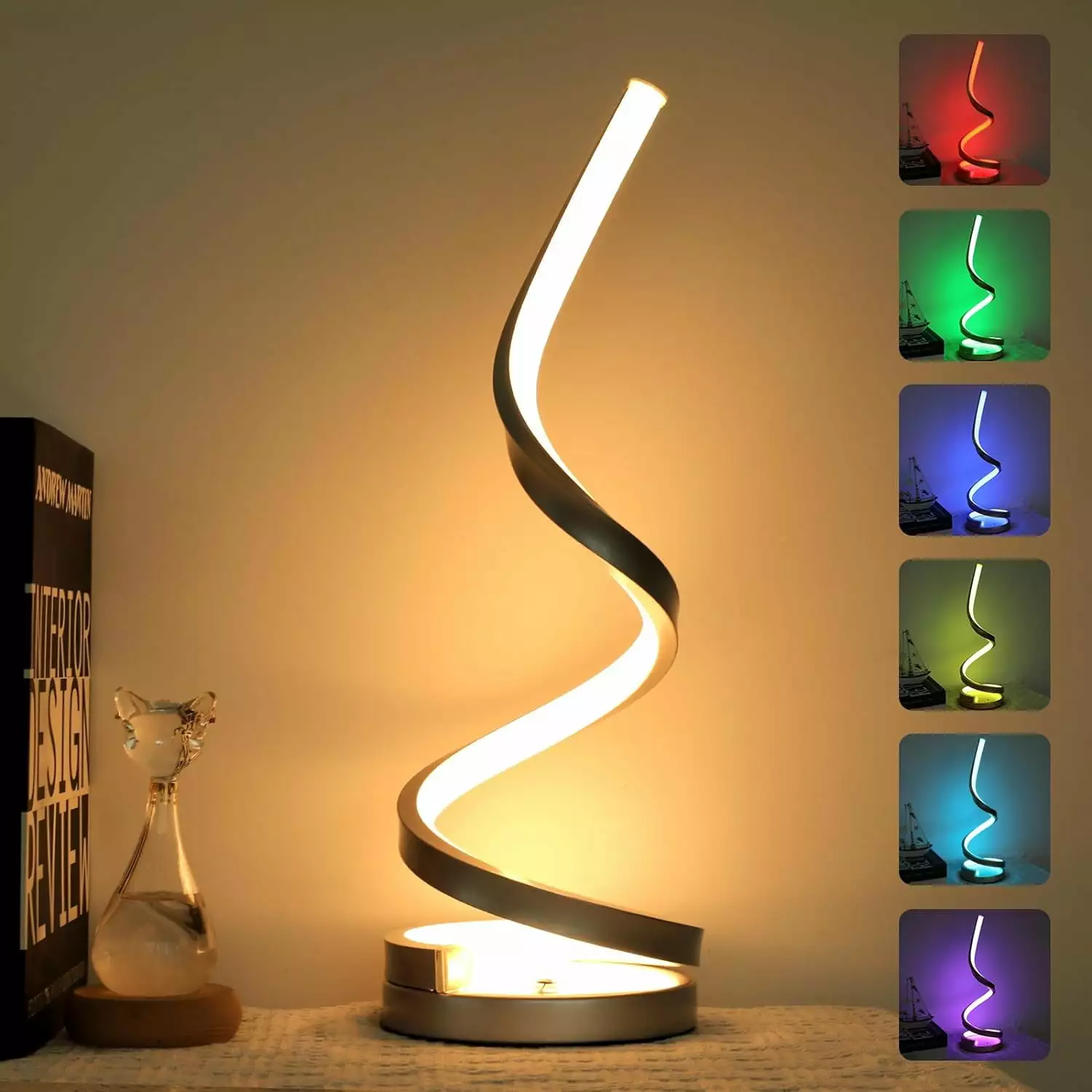 ENERGETIC Infinity Spiral LED Light Desk Lamp 10.5W 3000K 200LM Touch Control Dimmable RGB Colors Nightstand Lamp