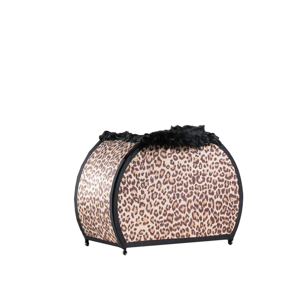 11.75 Inch Leopard Animal Print Purse Black Faux Handle Table Lamp california home