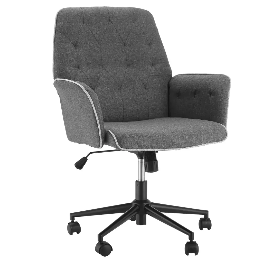 Homcom Linen Home Office Chair Tufted Height Adjustable Computer Desk aosom business