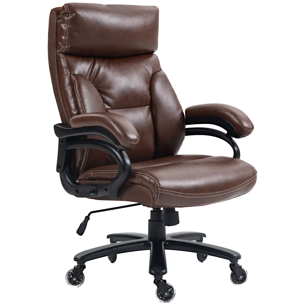 Vinsetto Heavy Duty PU Leather Office Chair Holds Up to 400Lb Brown Executive Chair aosom business