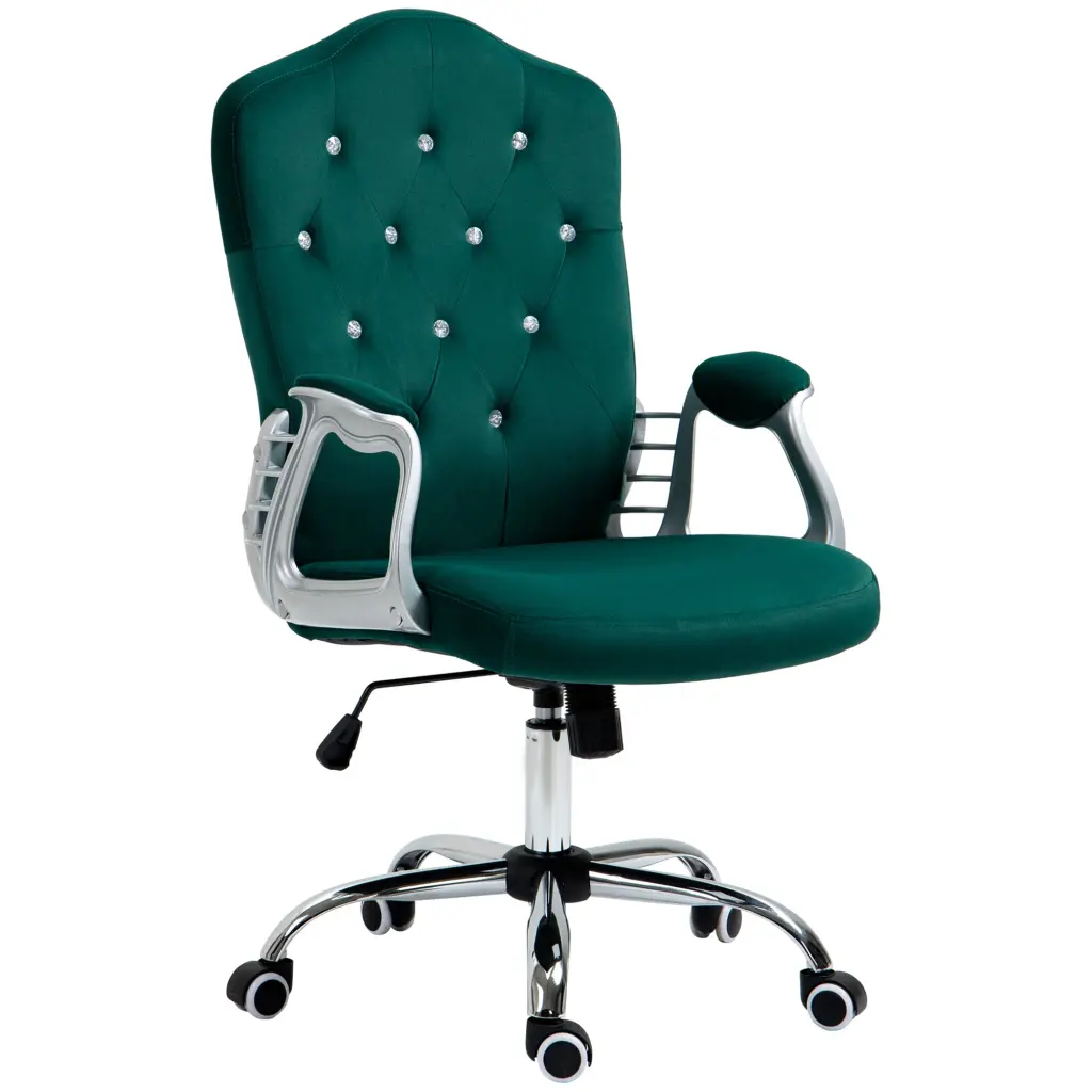 Vinsetto Home Office Chair Velvet Computer Chair Button Tufted Desk Chair aosom business