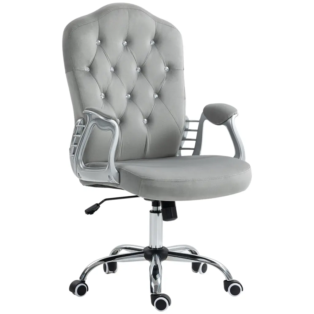 Vinsetto Home Office Chair Velvet Computer Chair Button Tufted Desk Chair aosom business