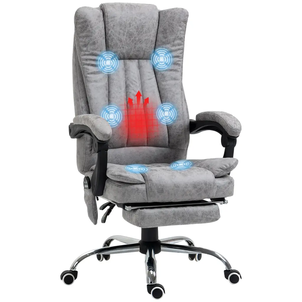 Vinsetto Massage Office Chair High Back Reclining Desk Chair Gray Ergonomic Chair aosom business
