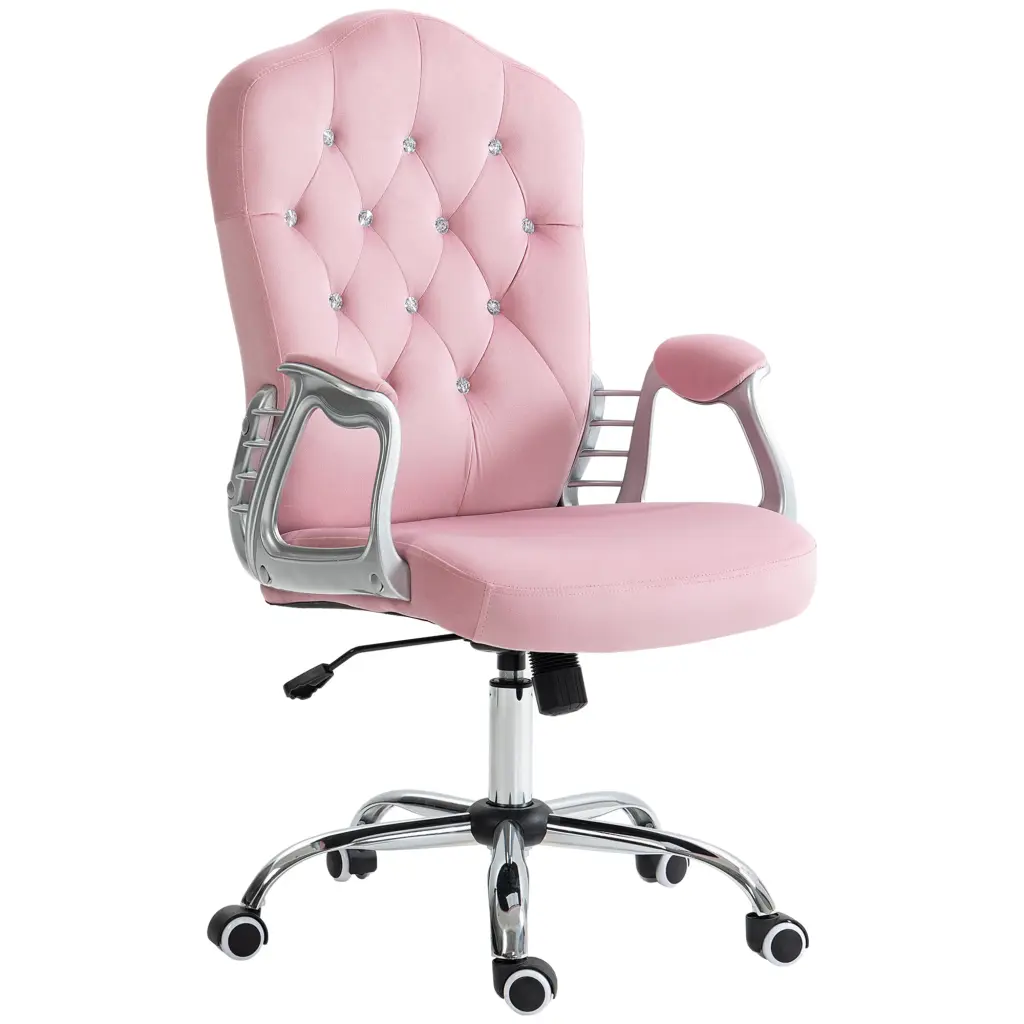 Vinsetto Velvet Home Office Chair Button Tufted Desk Chair aosom business