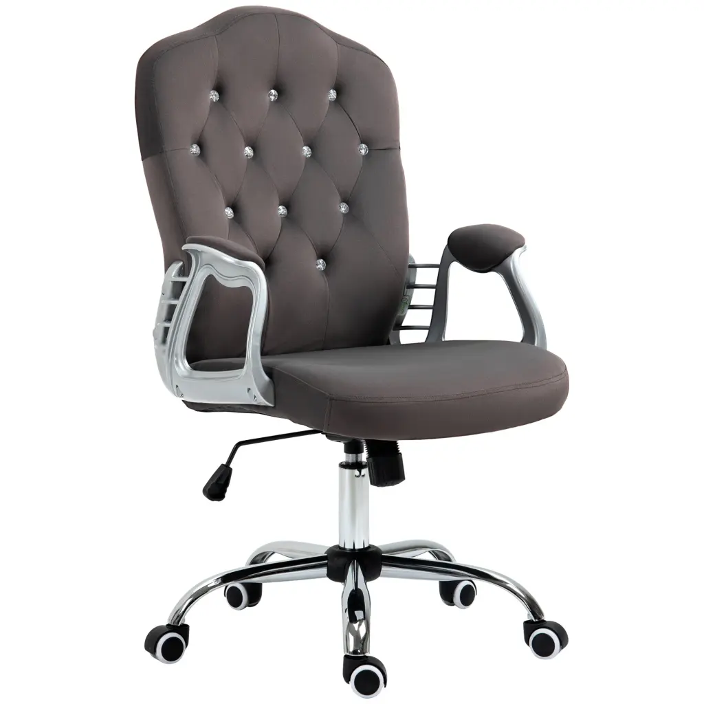 Vinsetto Velvet Home Office Chair Button Tufted Desk Computer Chair Ergonomic Design aosom business