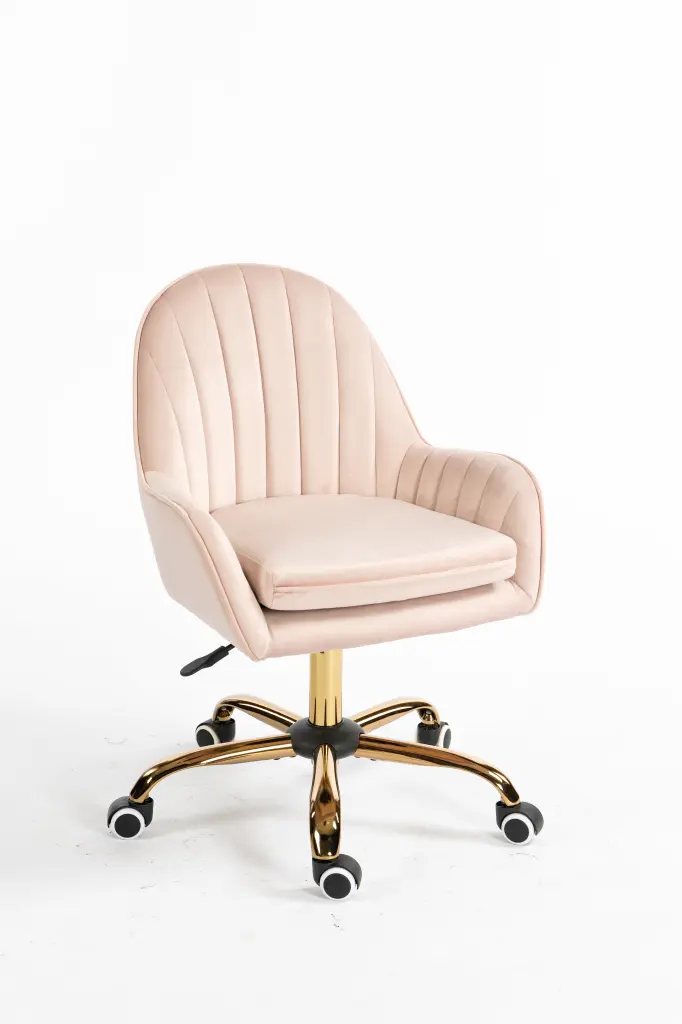 Velvet Home Office Chair Wheels Cute Chair Side Arms And Gold Legs cocotree
