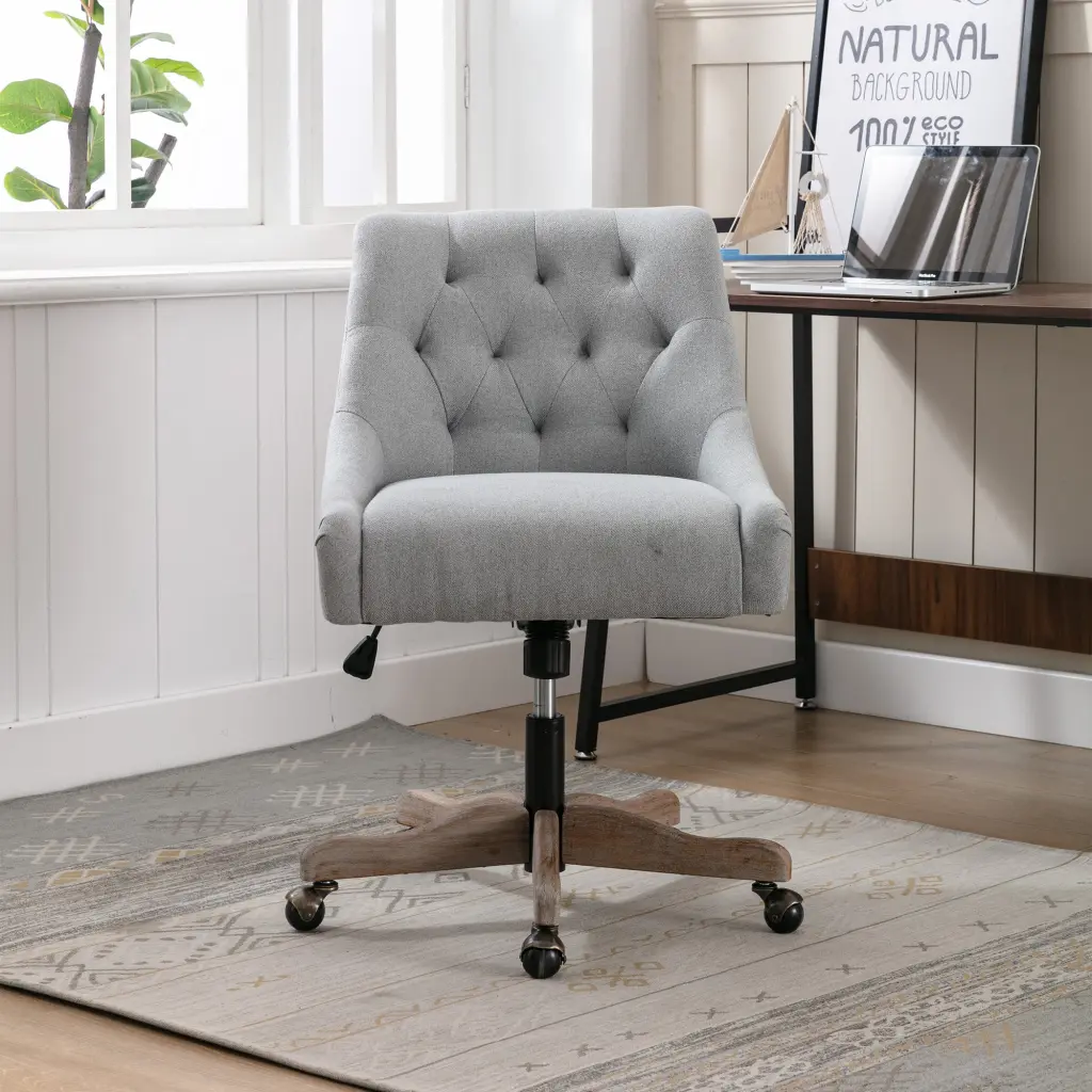 Coolmore Office Chair Adjustable Height Swivel Chair Wheels Linen Fabric coolmore w-395