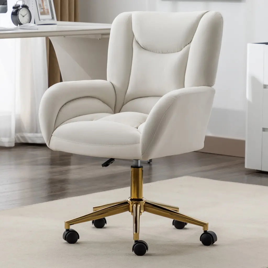 005 Velvet Fabric 360 Swivel Home Office Chair Gold Metal Base dg collection