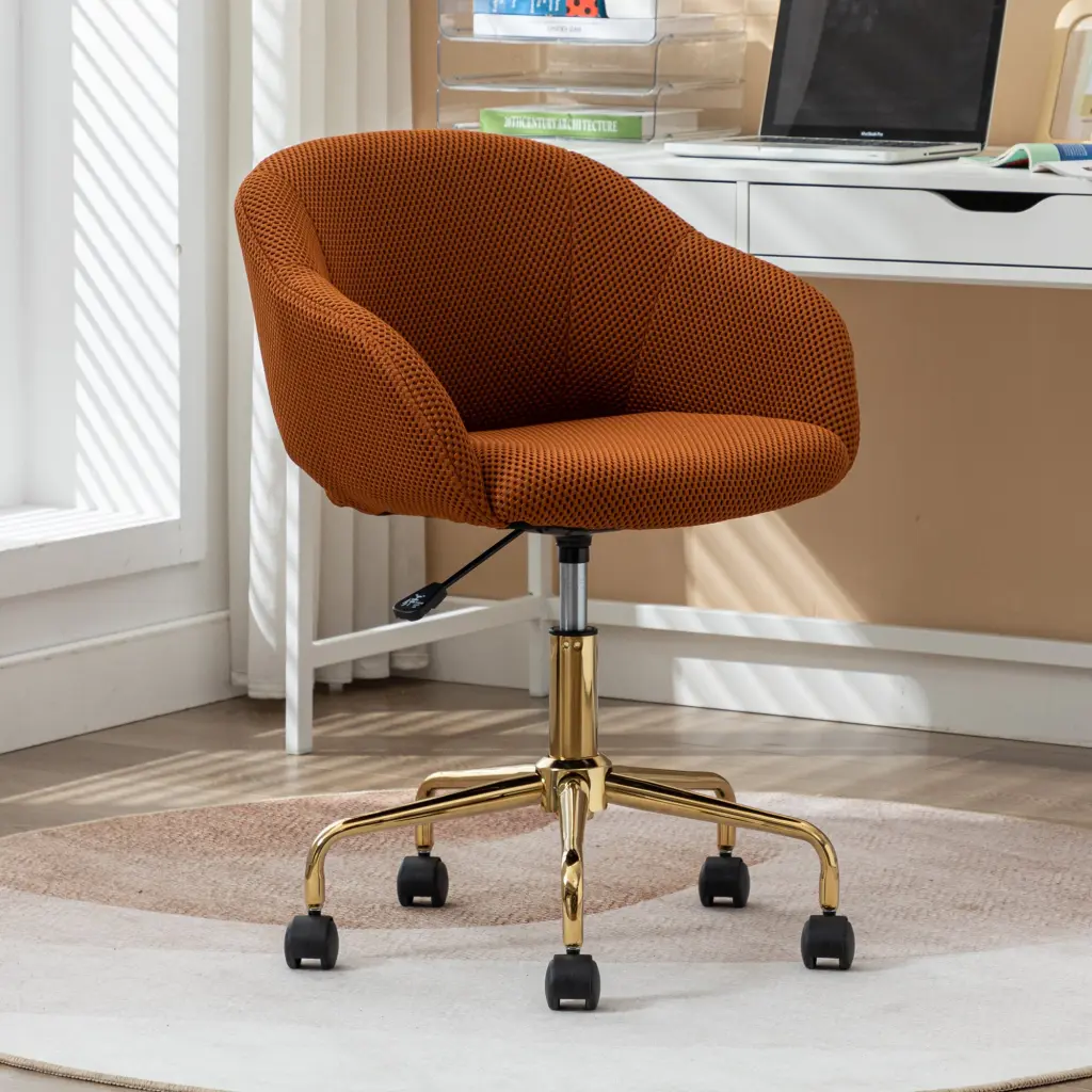 047 Mesh Fabric Home Office 360 Swivel Chair Adjustable Height Gold Base dg collection