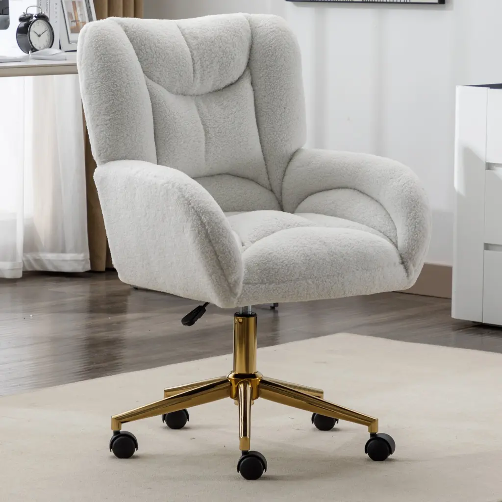 Teddy Fabric 360 Swivel Home Office Chair Gold Metal Base dg collection