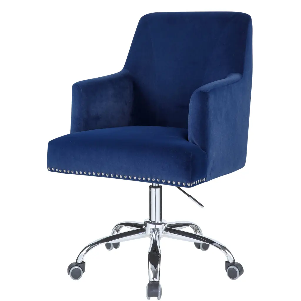 Blue And Chrome Swivel Office Chair Adjustable Lift Caster Solid Chair furniture max