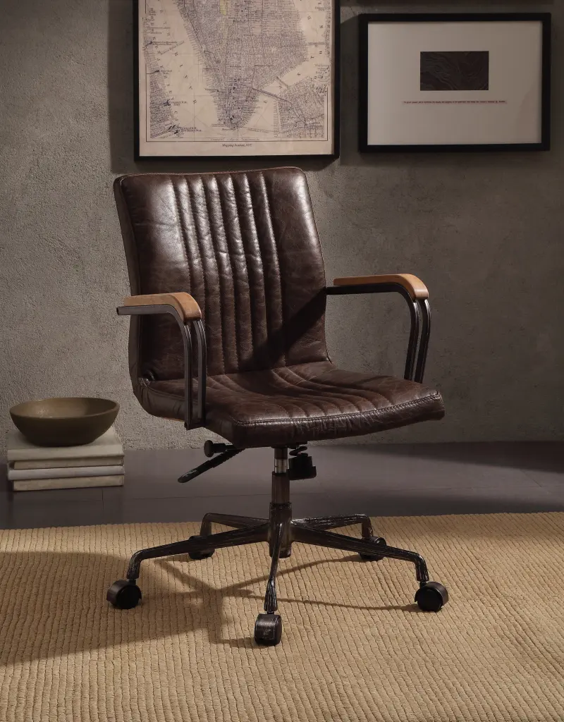 Distress Chocolate Swivel Office Chair Pneumatic Lift Caster Home Office furniture max