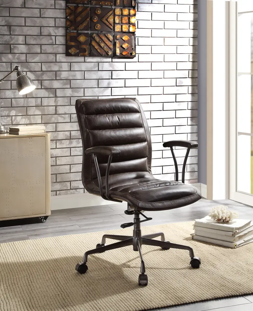 Distressed Chocolate Swivel Office Chair Casters furniture max