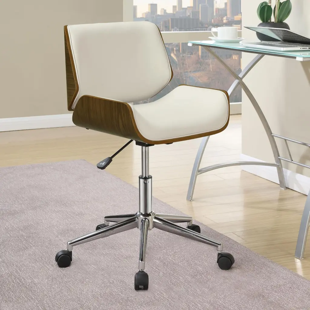Ecru Walnut Swivel Office Chair Beige Mid Back Ergonomic Desk Chair furniture max