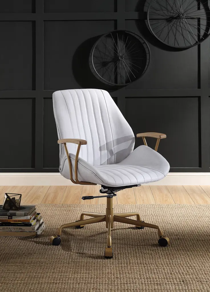 Vintage White Office Chair Swivel - Solid Wood Vintage Style Desk Chair furniture max
