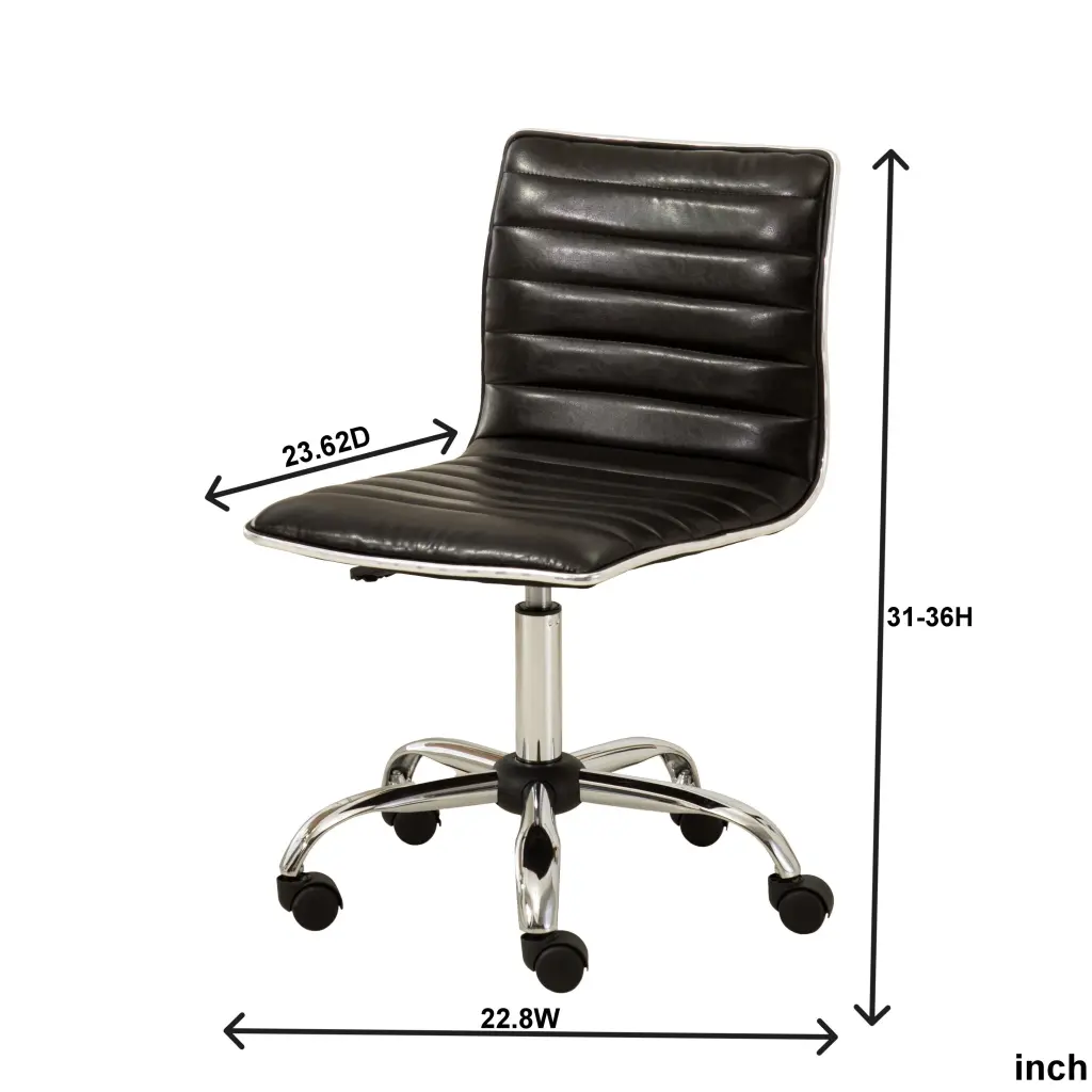 Fremo Chromel Adjustable Air Lift Office Chair Black Faux Leather Ergonomic Design hz