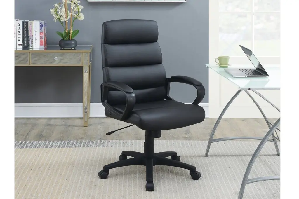 Black Faux Leather Cushioned Upholstered 1Pc Office Chair Adjustable Height kanepe