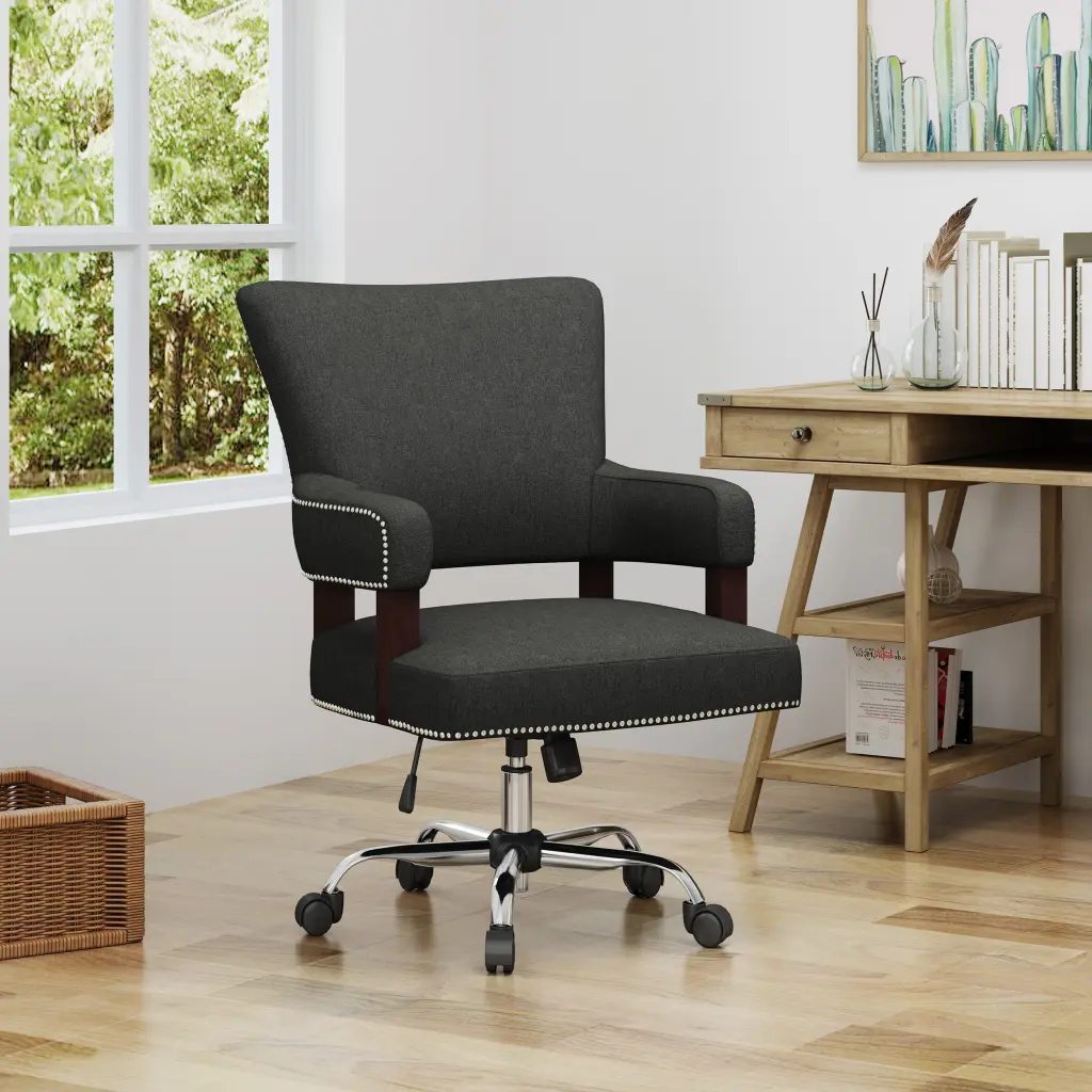 Office Chair Dark Gray Fabric Ergonomic Desk Chair Adjustable Height nh-an