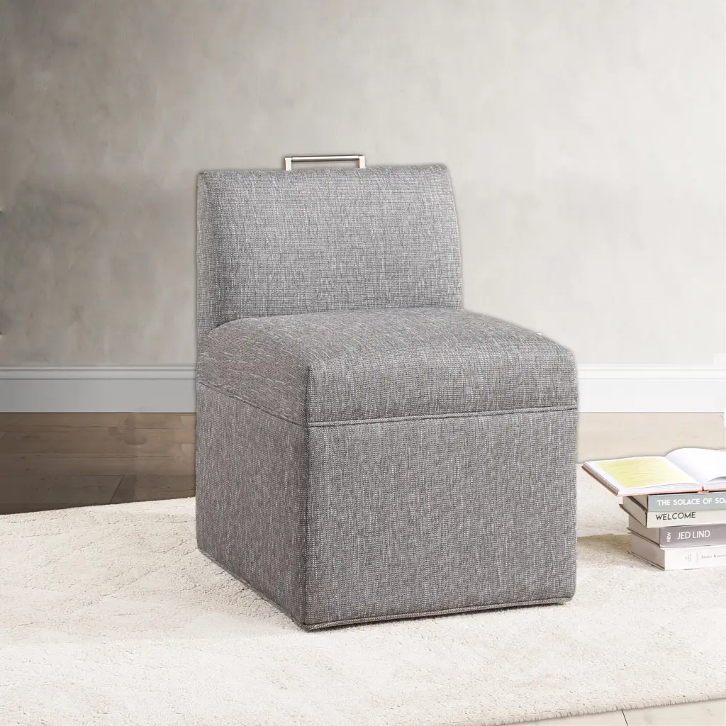 Della Modern Upholstered Castered Chair Ashen Grey Grey Foam Fabric Office Rolling Chair ridgecrest home