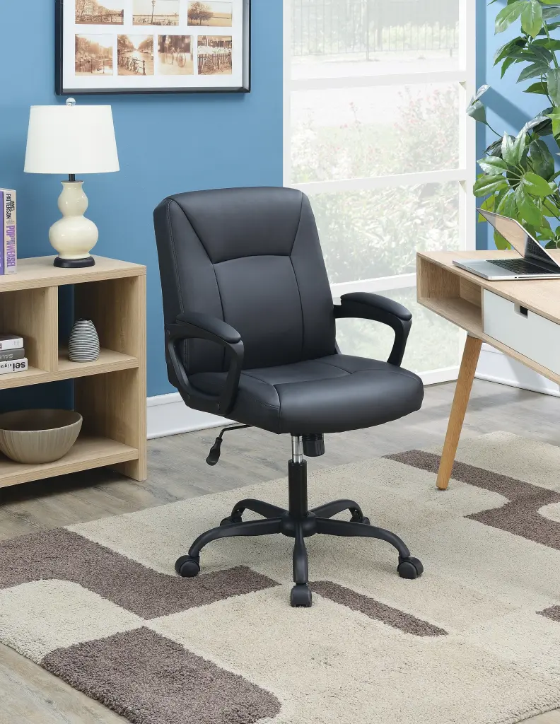 Adjustable Height Office Chair Padded Armrests Black Caster Ergonomic Desk Chair simple relax