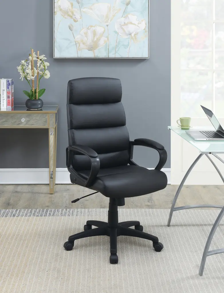 High Back Adjustable Height Office Chair Black Caster Ergonomic Desk Chair simple relax