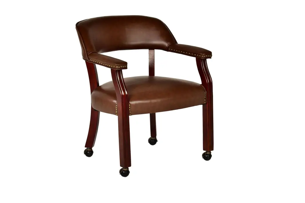 Tournament Arm Chair Casters Dark Brown Fabric Ergonomic Office Chair steve silver furniture