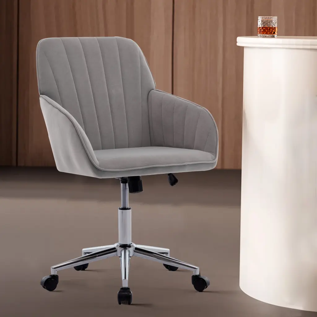 TY Office Chair Gray Velvet Upholstery Ergonomic Design ts furniture