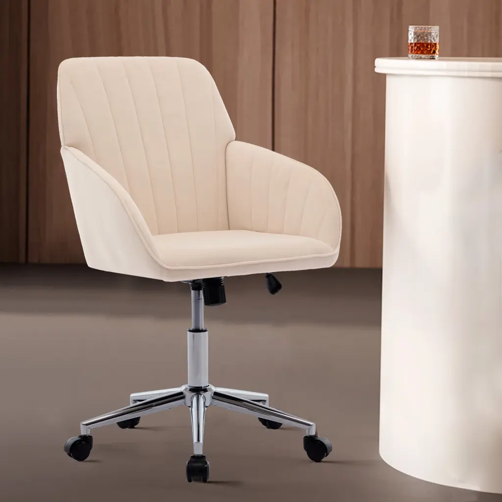 TY Office Chair Khaki Velvet - Ergonomic Desk Chair Adjustable Height - Modern Workstation Seating ts furniture