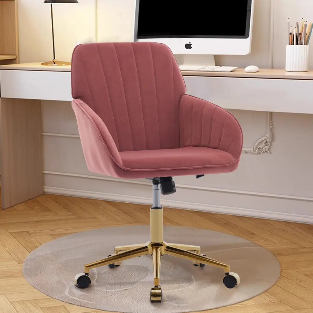 Ty Office Chair Rose Red Velvet Ergonomic Desk Chair Adjustable Height ts furniture