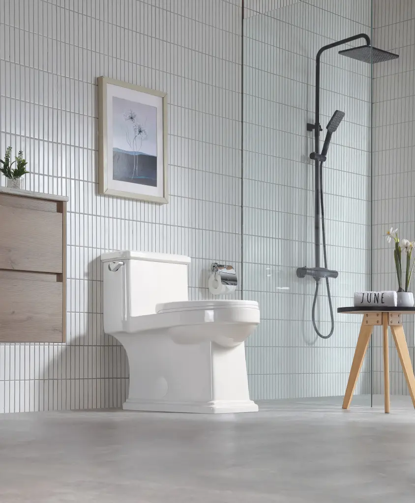 White Ceramic One Piece Toilet Modern Bathroom w1056 clovis