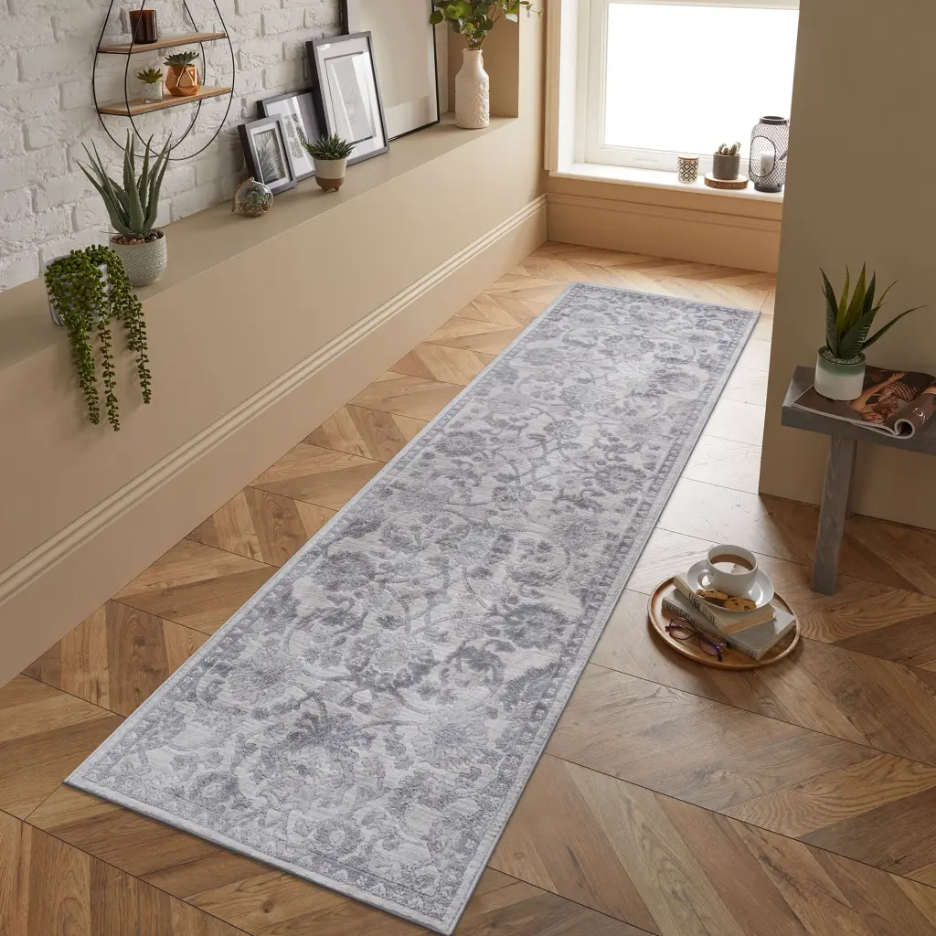 Naar Marfi Gatherion 2X8 Grey Silver Oriental Non Shedding Living Room Rug naar rug