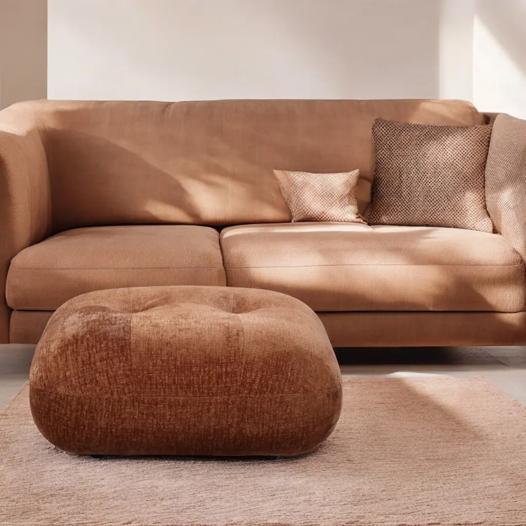 Carrick Ottoman Beige Sandwich Mesh Fabric Upholstered Footrest LV03921 Brown acme onsite store