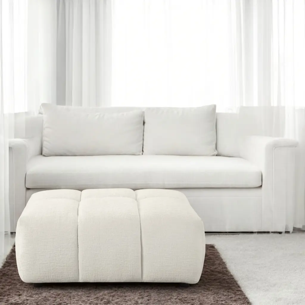 Loanna Ottoman Beige Linen Upholstered Storage Footrest Living Room acme onsite store
