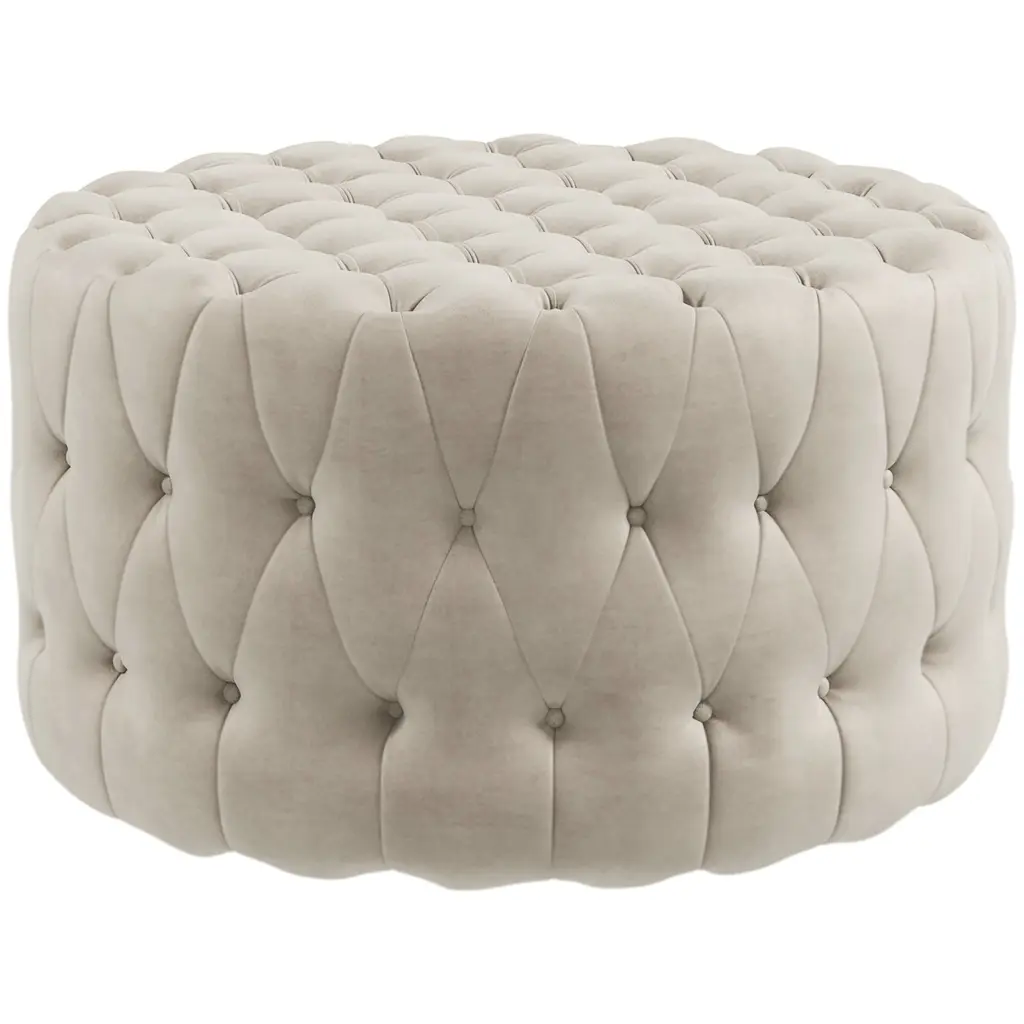 Homcom 31.5 Inch Round Ottoman Large Velvet Feel Upholstered Foot Stool aosom business