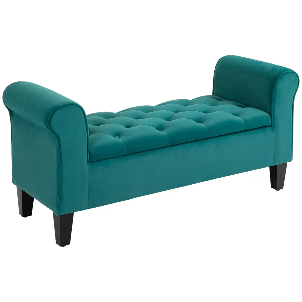 Homcom Button Tufted Storage Ottoman Bench Rolled Upholstered Seat aosom business