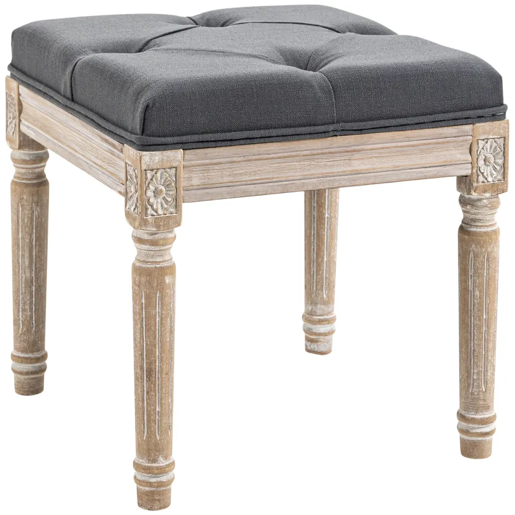 Homcom 16" Vintage Ottoman Tufted Foot Stool Upholstered Seat and Rolled Arms aosom business