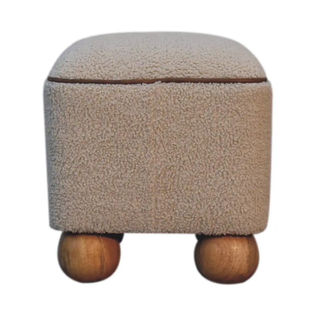 Serenity Footstool Ball Feet Cream Foam Wood Fabric Living Room Ottoman artisan furniture
