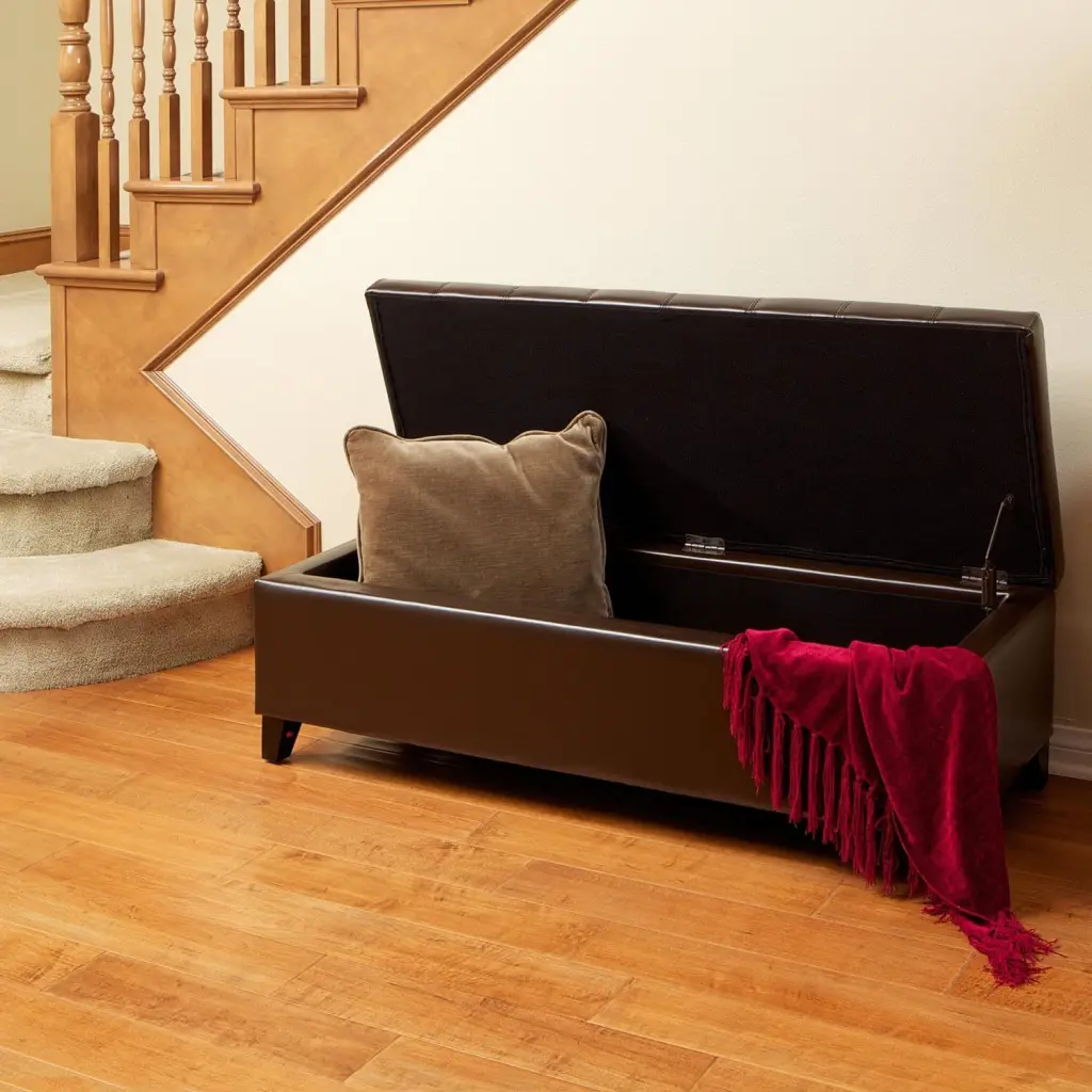 Mission Storage Ottoman Chocolate Pu Leather Footrest Bench Hidden Compartment canada-n830