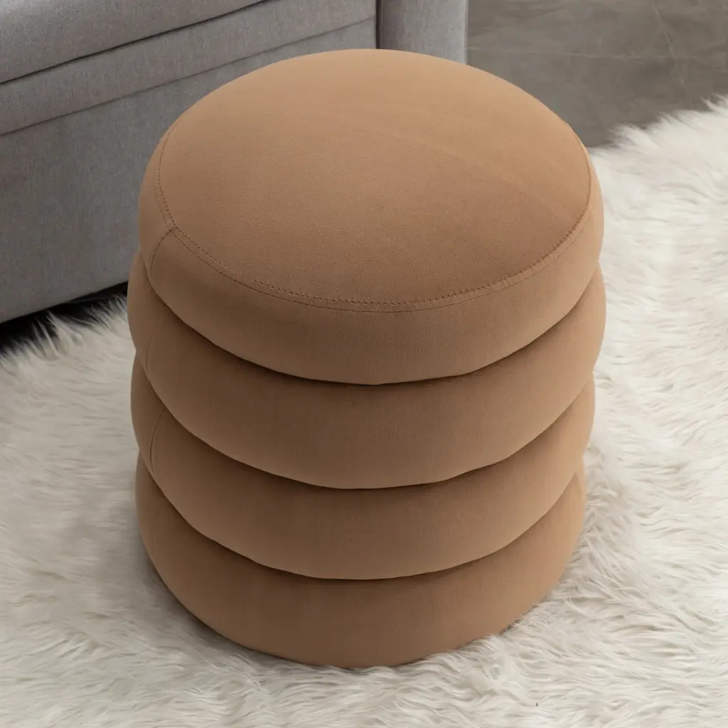 006 Soft Velvet Round Ottoman Footrest Stool Coffee Table Accent Piece dg collection