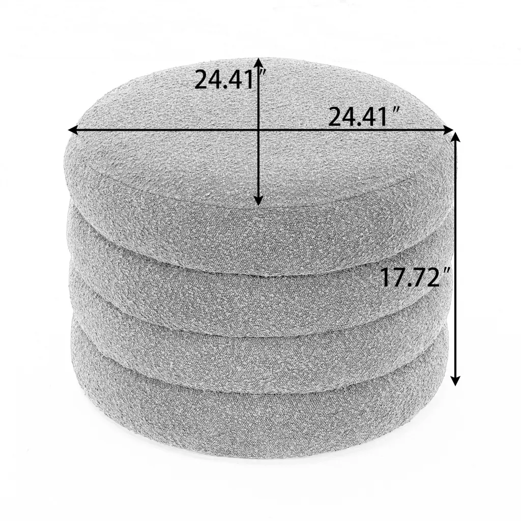 007 Velvet Fabric Storage Round Ottoman Footstool Wooden Shelving dg collection