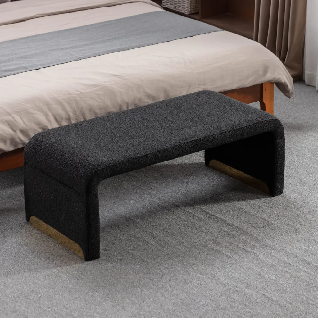 Boucle Fabric Loveseat Ottoman Footstool Bedroom Bench Shoe Bench Storage dg collection