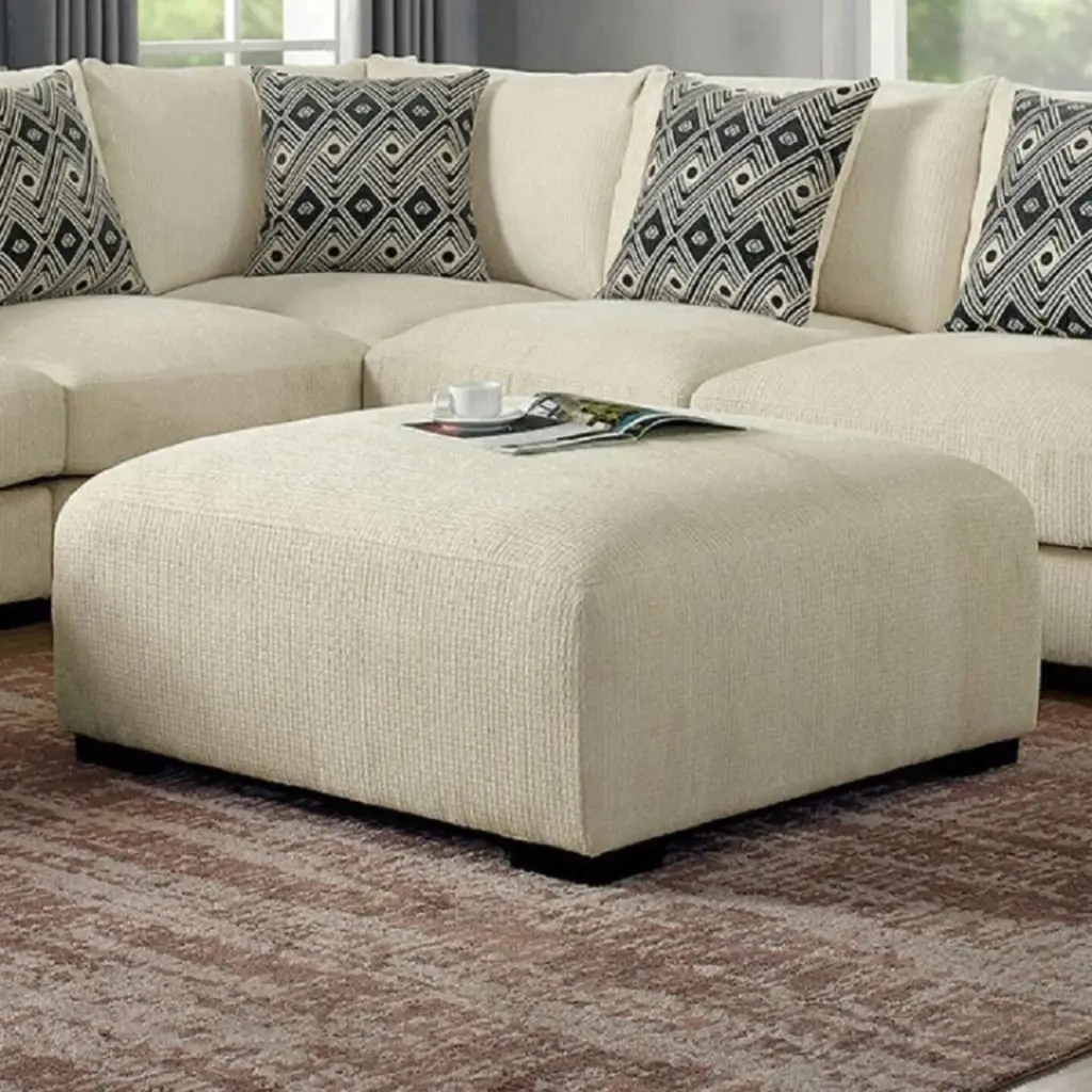 Living Room Lounge Ottoman Beige Chenille Fabric Ease Comfortable Plush Seat kanepe