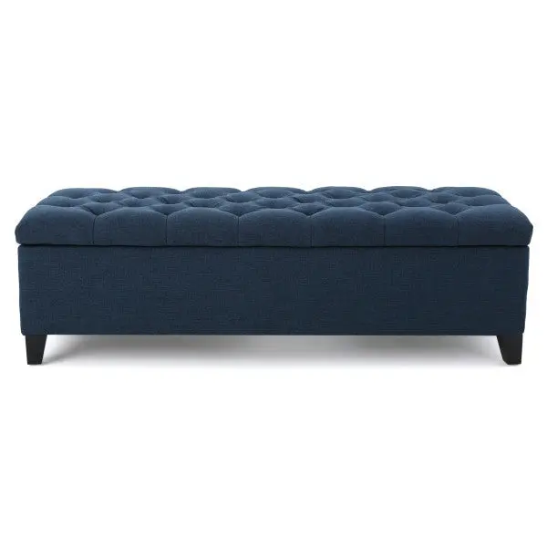 Glouster Storage Ottoman V2 Navy Blue Fabric - Multi-Purpose Footrest and Storage Bench nh-an