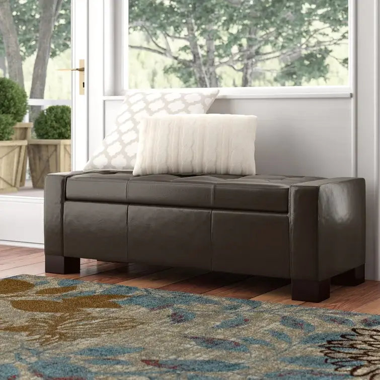 Guernsey Ottoman Brown PU Leather Footstool nh-sunfay